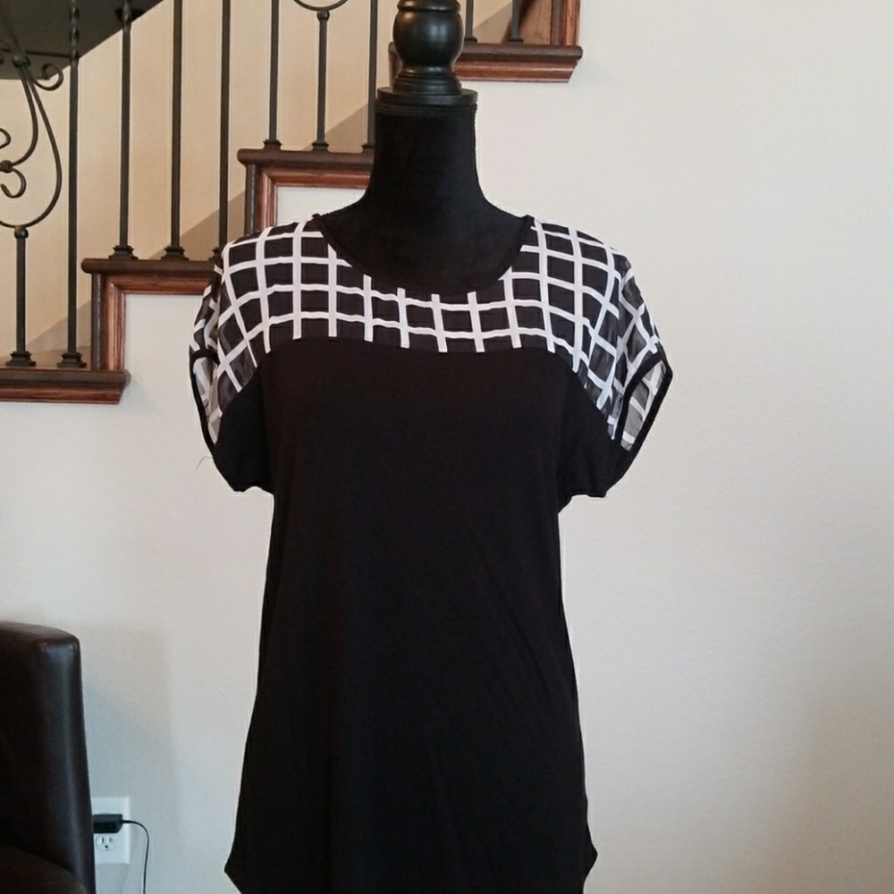 Black with White Rayon Blouse